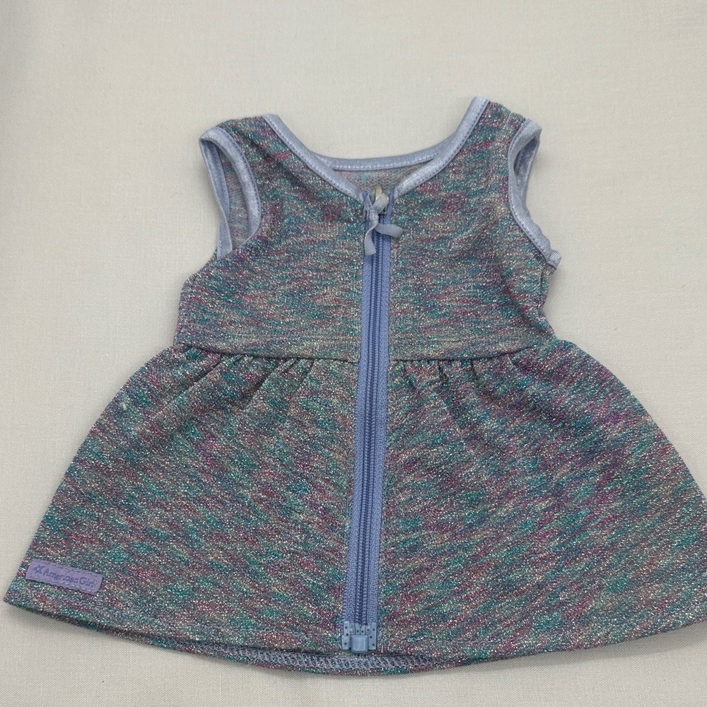 American Girl Purple sparkle zipper front dress jumper. Retired.